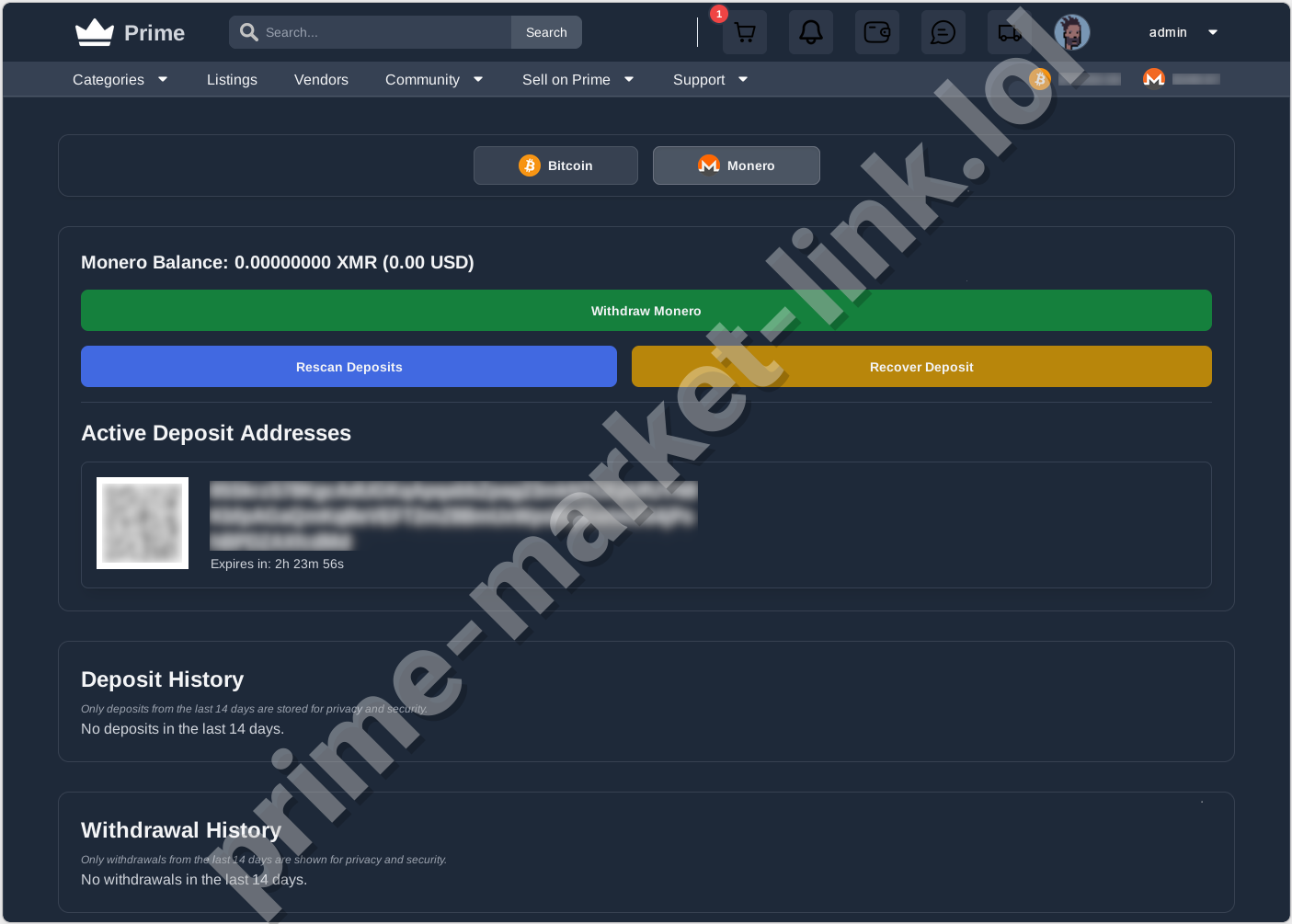 Monero Wallet on Prime Darknet Market - Anonymous XMR Transactions